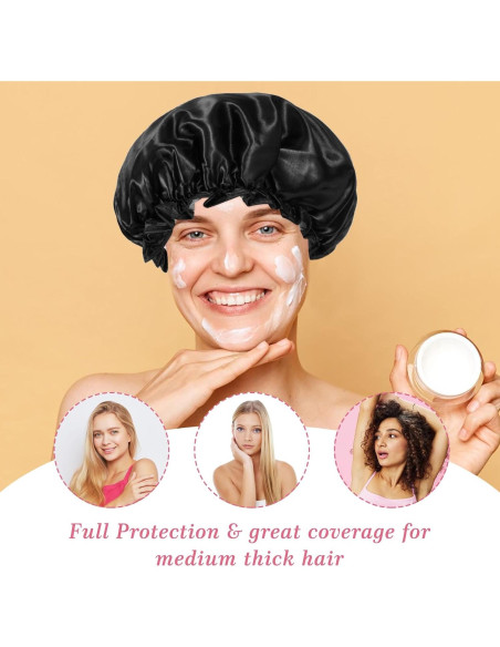 Gorro de Ducha Impermeable Reutilizable Abeillo Negro 32 cm