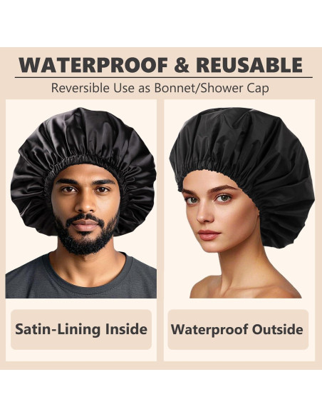 Gorro de Ducha Impermeable Reutilizable Himoswis Grande Negro