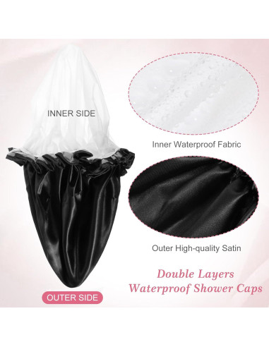 Gorro de Ducha Impermeable Reutilizable Abeillo Negro 32 cm