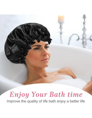 Gorro de Ducha Impermeable Reutilizable Abeillo Negro 32 cm