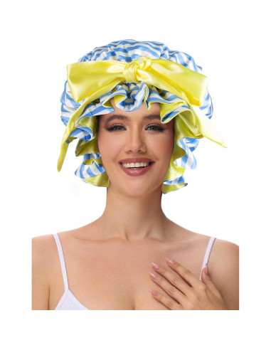 Bonete de Ducha de Satén Vettres para Mujeres Rayas Azules
