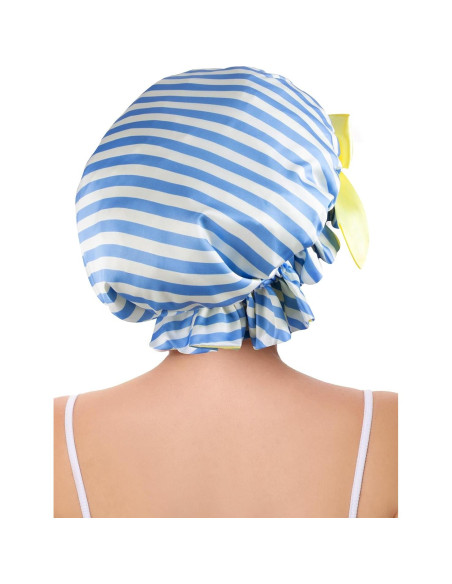 Bonete de Ducha de Satén Vettres para Mujeres Rayas Azules