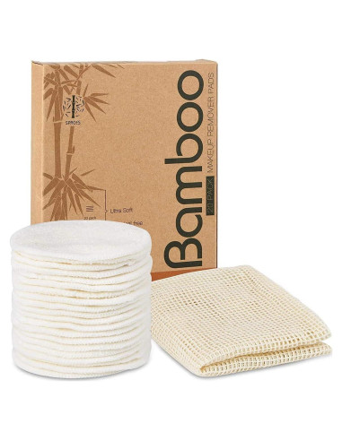 20 Almohadillas Desmaquillantes Reutilizables ASPACES de Bambú