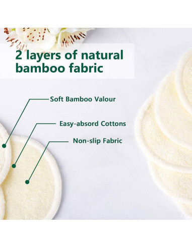 20 Almohadillas Desmaquillantes Reutilizables ASPACES de Bambú