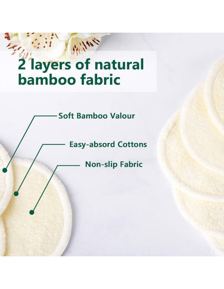 20 Almohadillas Desmaquillantes Reutilizables ASPACES de Bambú