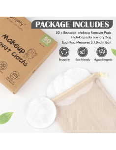 Almohadillas Reutilizables de Microfibra Orighty 50 Unidades Blancas 2