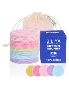 Discos Desmaquillantes Reutilizables BILIYA de Bambú 30 Unidades