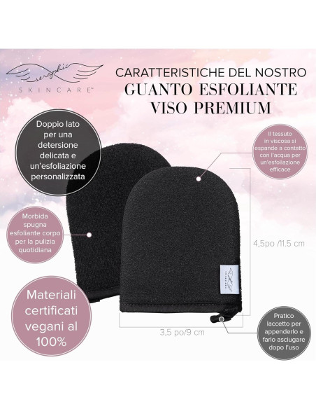 Mitón Exfoliante Facial Seraphic Skincare - 100% Vegano, Doble Cara