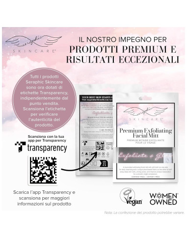 Mitón Exfoliante Facial Seraphic Skincare - 100% Vegano, Doble Cara