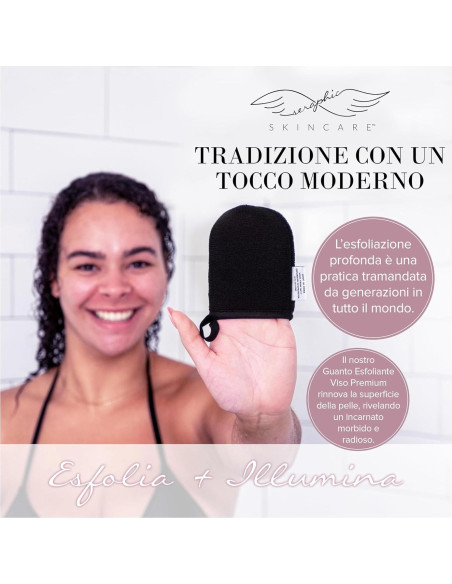 Mitón Exfoliante Facial Seraphic Skincare - 100% Vegano, Doble Cara