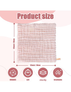 Paños de Baño para Bebés MUKIN - 6 Unidades 30x30 cm Rosa 2