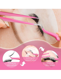 Juego de Pinzas para Pestañas Mudder 6 Piezas Acero Inoxidable Rosa 2