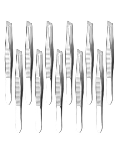 Juego de 12 Pinzas de Acero Inoxidable HYQO para Cejas