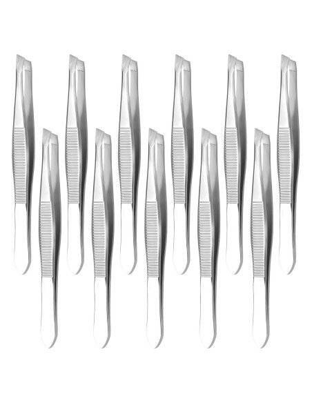 Juego de 12 Pinzas de Acero Inoxidable HYQO para Cejas