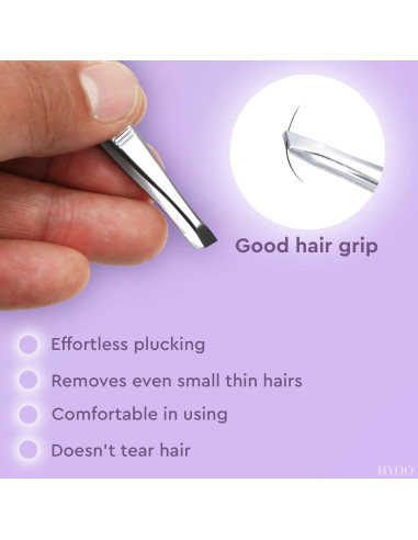 Juego de 12 Pinzas de Acero Inoxidable HYQO para Cejas