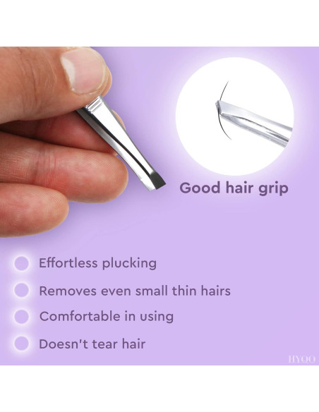 Juego de 12 Pinzas de Acero Inoxidable HYQO para Cejas