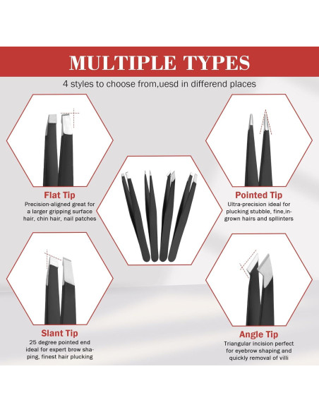 Kit de Pinzas de Precisión Hyxhappy 9 Piezas Acero Inoxidable