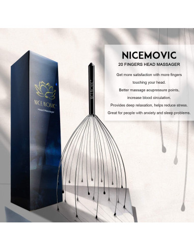 Masajeador de Cuero Cabelludo NICEMOVIC 20 Dedos Alivio Estrés