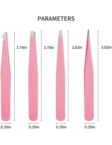 Juego de Pinzas de Acero Inoxidable Tirdkid 4 Piezas Rosa