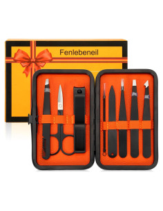 Juego de Pinzas y Cortauñas Fenlebeneil 9 Piezas Acero Inoxidable