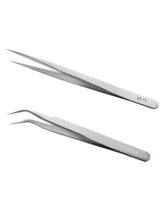 Juego de Pinzas de Precisión HUAYOTO 2 Pcs Acero Inoxidable