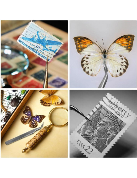 Juego de Pinzas de Precisión HUAYOTO 2 Pcs Acero Inoxidable