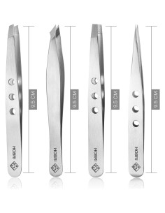 Juego de Pinzas de Acero Inoxidable Hobri - 4 Piezas con Estuche 2