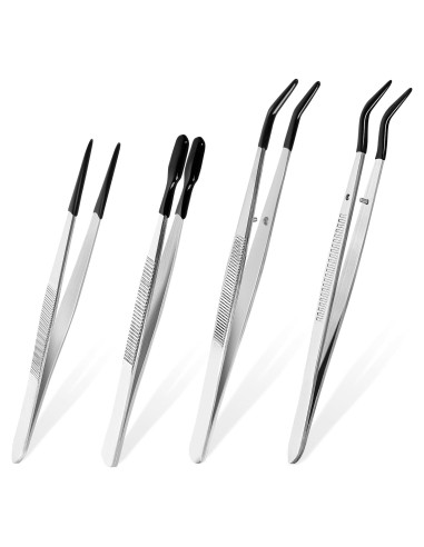 Juego de 4 Pinzas de Precisión CKKAPTURE con Puntas de Goma