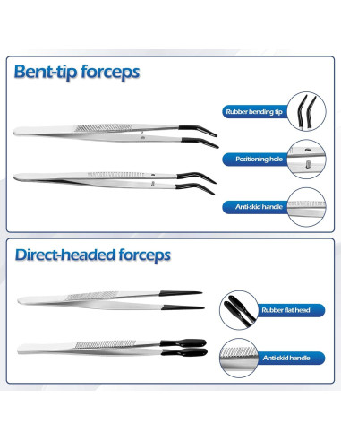 Juego de 4 Pinzas de Precisión CKKAPTURE con Puntas de Goma