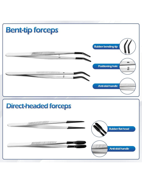 Juego de 4 Pinzas de Precisión CKKAPTURE con Puntas de Goma