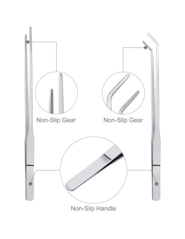 Juego de 3 Pinzas de Acero Inoxidable para Acuario y Reptiles