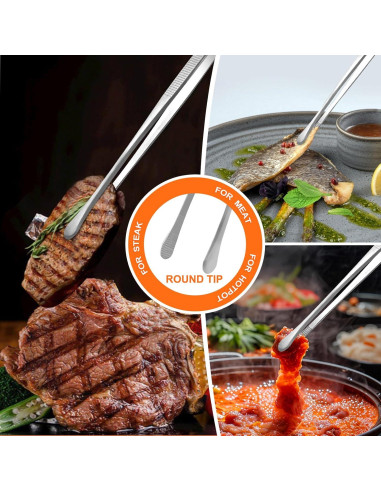 Juego de Pinzas de Cocina Achiwish 30 cm Acero Inoxidable