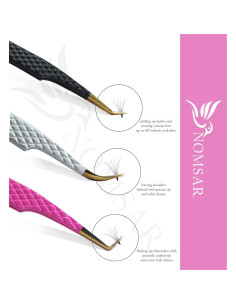 Pinzas para Extensiones de Pestañas NOMSAR - Acero Inoxidable 2