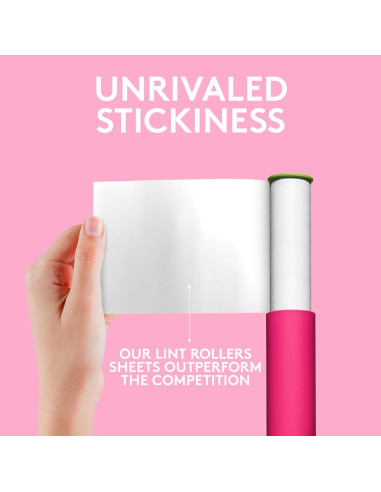 Rodillo Quitapelusas Mini Flint Rosa 90 Hojas Extra Pegajosas
