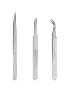 Juego de Pinzas de Precisión QDiShi 3 Piezas Acero Inoxidable 2