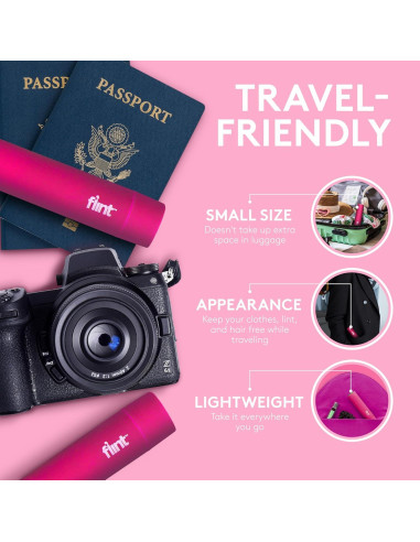 Rodillo Quitapelusas Mini Flint Rosa 90 Hojas Extra Pegajosas