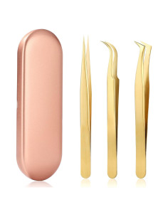 Juego de Pinzas de Pestañas Etercycle - 3 Pinzas de Acero Inoxidable