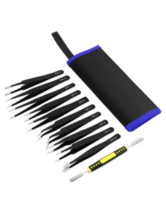 Juego de Pinzas de Precisión ESD 11PCS Acero Inoxidable