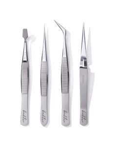 Juego de Pinzas de Precisión Beaditive - 4 Piezas de Acero Inoxidable