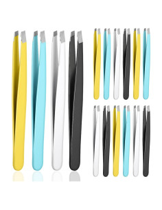 Juego de 16 Pinzas de Cejas de Acero Inoxidable SynHHergyx