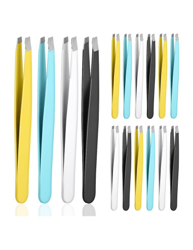 Juego de 16 Pinzas de Cejas de Acero Inoxidable SynHHergyx