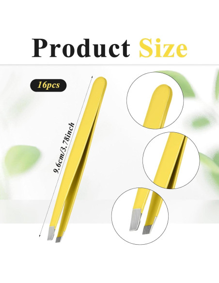 Juego de 16 Pinzas de Cejas de Acero Inoxidable SynHHergyx