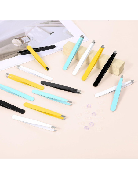 Juego de 16 Pinzas de Cejas de Acero Inoxidable SynHHergyx