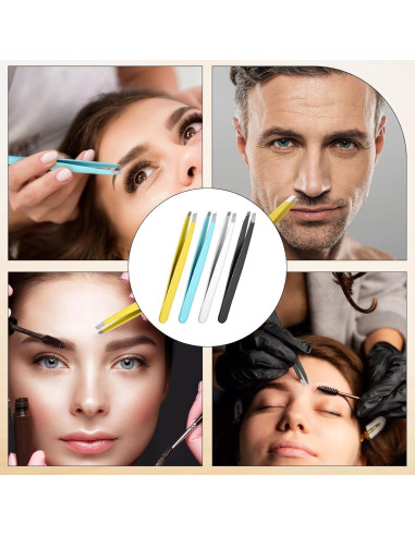 Juego de 16 Pinzas de Cejas de Acero Inoxidable SynHHergyx