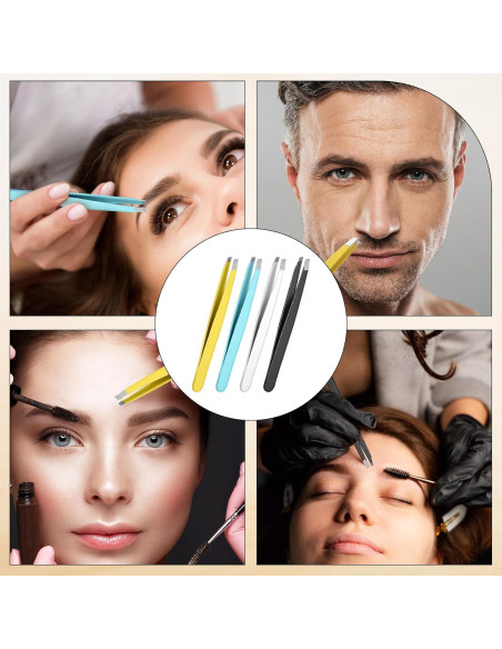 Juego de 16 Pinzas de Cejas de Acero Inoxidable SynHHergyx