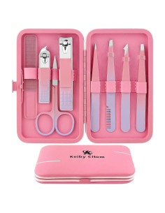 Juego de Pinzas de Precisión ZLDZ 8 Piezas Rosa Acero Inoxidable