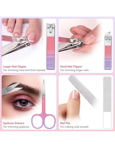 Juego de Pinzas de Precisión ZLDZ 8 Piezas Rosa Acero Inoxidable