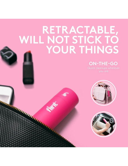 Rodillo Quitapelusas Mini Flint Rosa 90 Hojas Extra Pegajosas