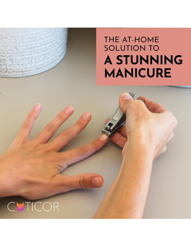 CUTICOR Juego de Cortauñas de Acero Inoxidable - 2 Piezas Compactas para Manos y Pies con Estuche de Viaje