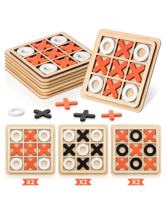 Juego de Tres en Raya de Madera Meooeck 14x14 cm 6 Piezas